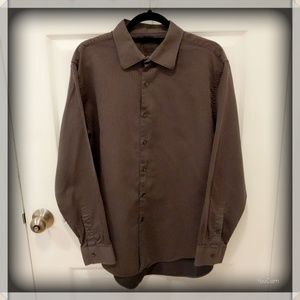 DKNY Pinstripe Dress Shirt - Gray - Black Stripes